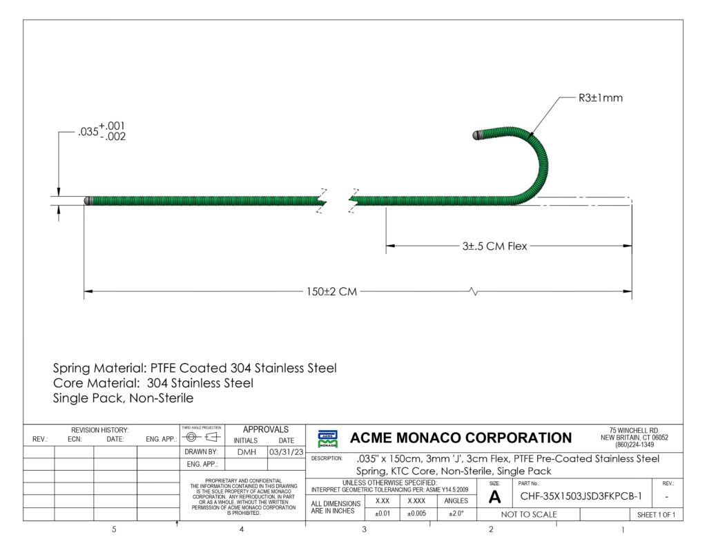 Guidewire X Cm Mm J Cm Flex Ptfe Pre Coated Stainless