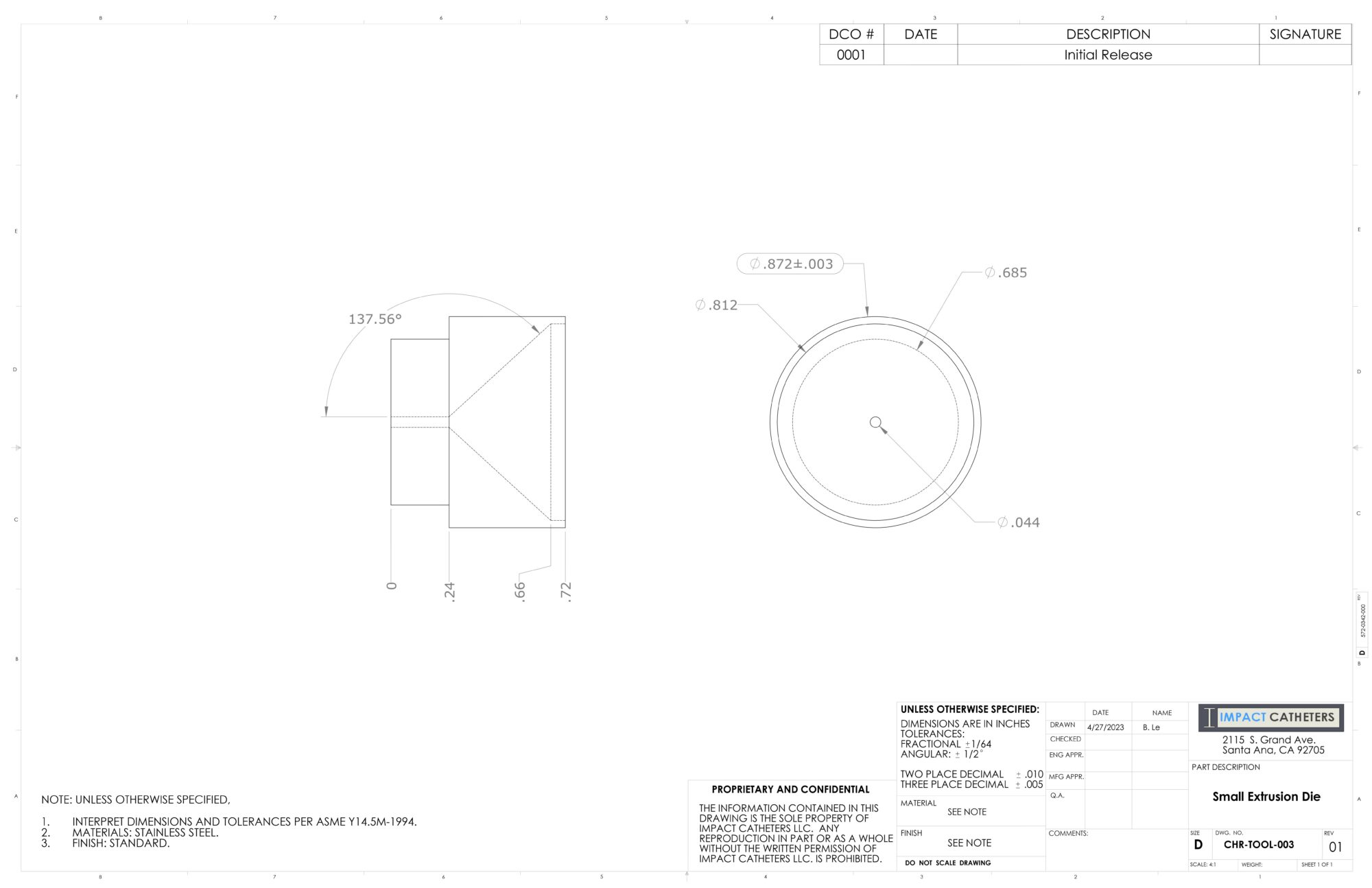 CHR TOOL 002 Rev 01 Small Extrusion Die  scaled