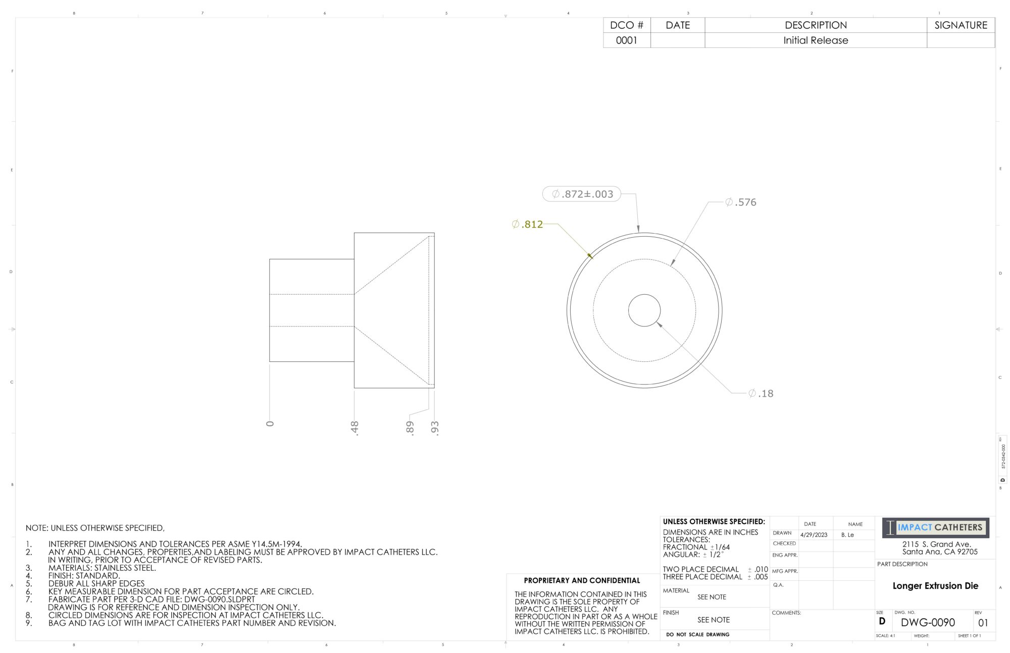 CHR TOOL 004 Rev 01 Longer Extrusion Die scaled