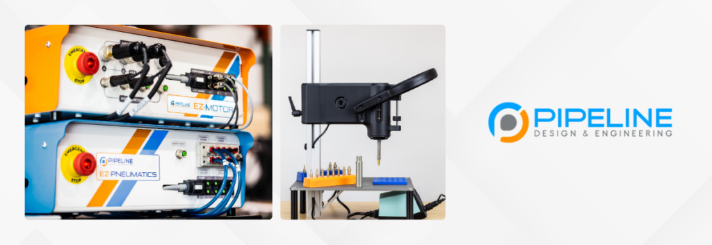 Pipeline Design & Engineering launch image with logo and images of their products threaded insert installer and ez motion