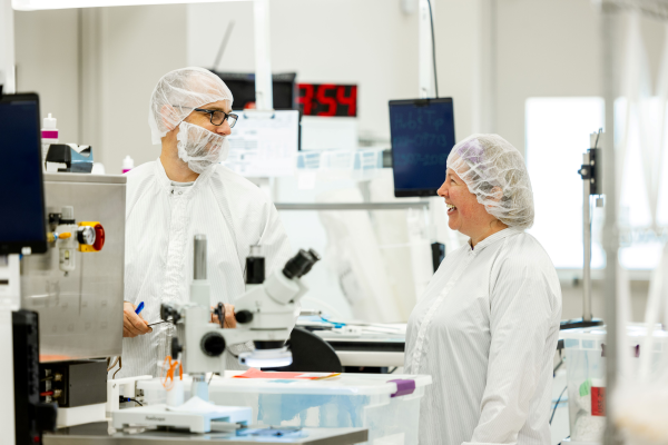 Two Rose Medical team members in R&D lab