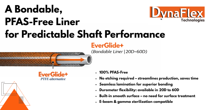 Dynaflex EverGlide+ graphic showing the bondable, PFAS-free liner for predictable shaft performance
