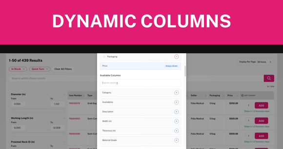 Dynamic columns