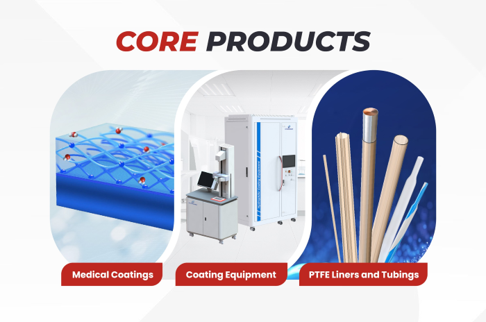 jMedtech core products: medical coatings, coating equipment, PTFE liners and tubing